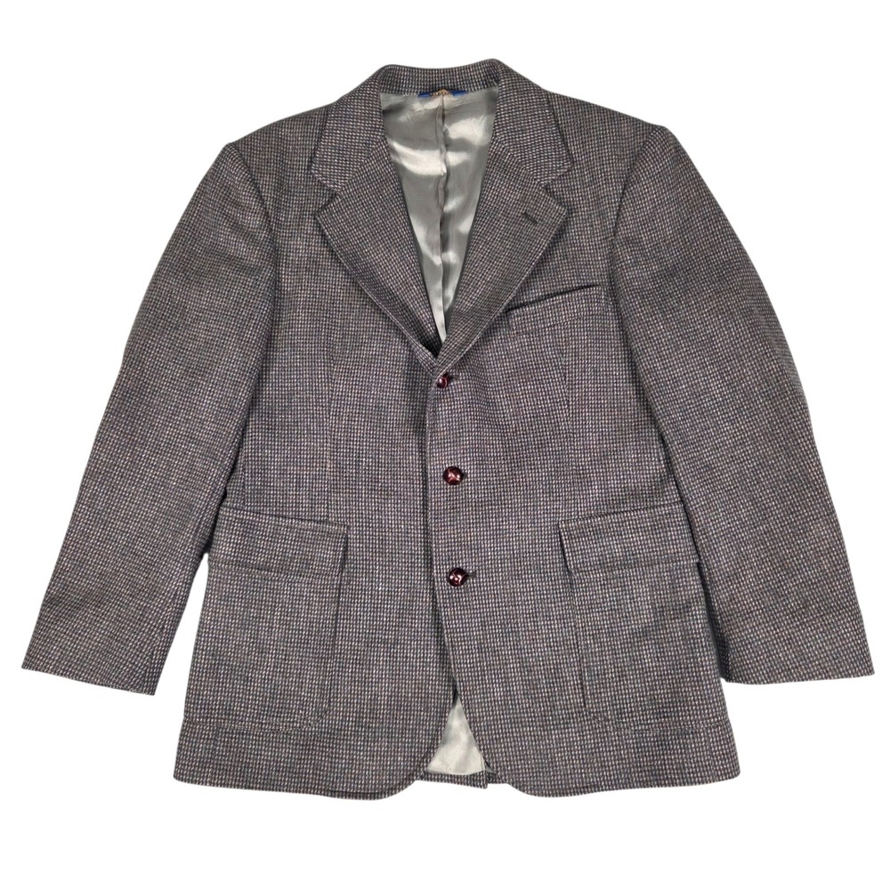Vintage Pendleton Tweed Blazer Mens 40 Brown Blue Virgin Wool Sport Coat USA